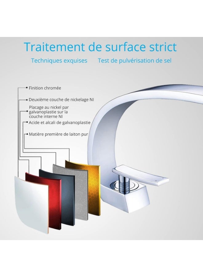 YD Modern Single Handle Kitchen Faucet with High Arc Spout, Deck Mounted Sink Tap, Smooth Water Flow Kitchen Faucet, Durable Metal Construction, Easy Control Mixer for Home Kitchen - Image 3